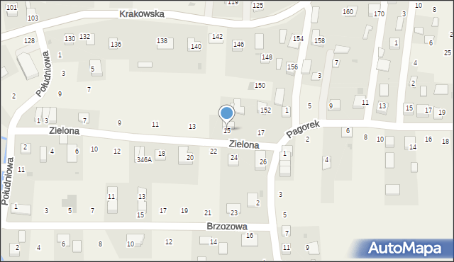 Krzeczów, Zielona, 15, mapa Krzeczów