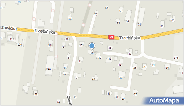 Krzeszowice, Zielona, 1a, mapa Krzeszowice
