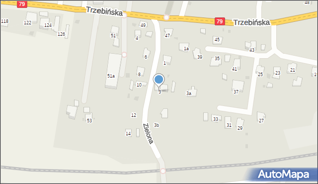 Krzeszowice, Zielona, 3, mapa Krzeszowice