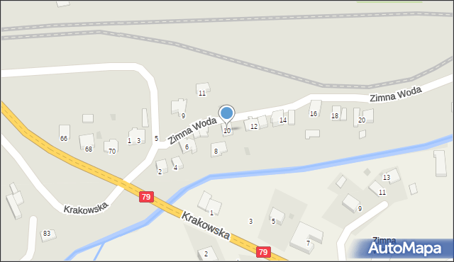 Krzeszowice, Zimna Woda, 10, mapa Krzeszowice