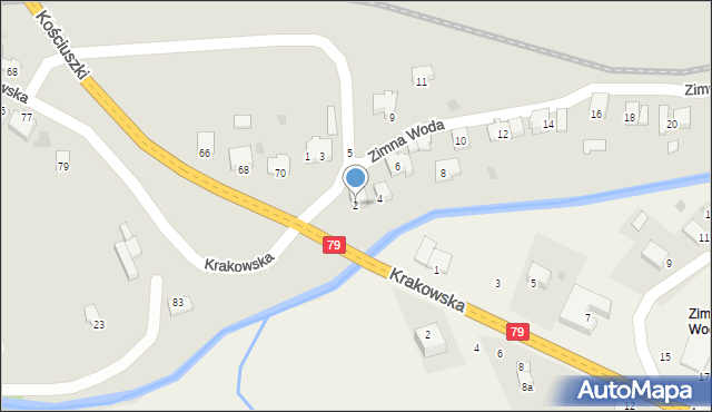 Krzeszowice, Zimna Woda, 2, mapa Krzeszowice