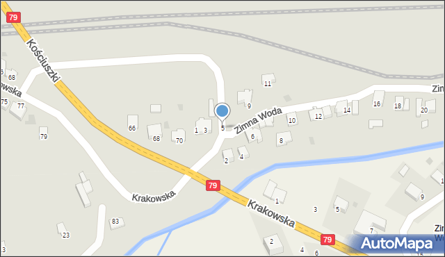 Krzeszowice, Zimna Woda, 5, mapa Krzeszowice