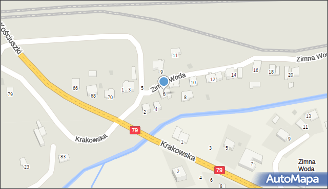 Krzeszowice, Zimna Woda, 6, mapa Krzeszowice