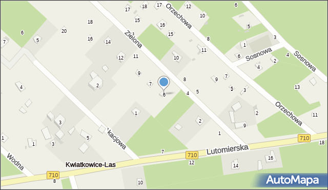 Kwiatkowice-Las, Zielona, 6, mapa Kwiatkowice-Las
