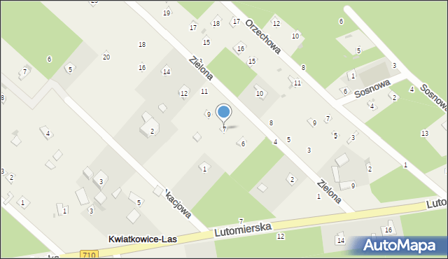 Kwiatkowice-Las, Zielona, 7, mapa Kwiatkowice-Las