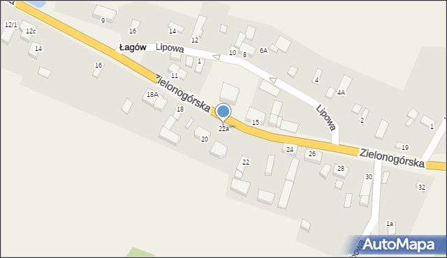 Łagów, Zielonogórska, 22a, mapa Łagów