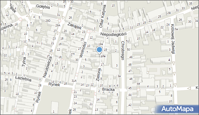 Leszno, Zielona, 19g, mapa Leszno