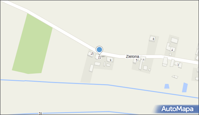 Ligota Dobrodzieńska, Zielona, 11, mapa Ligota Dobrodzieńska