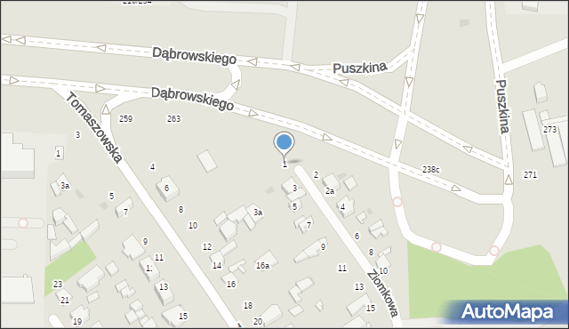 Łódź, Ziomkowa, 1, mapa Łodzi