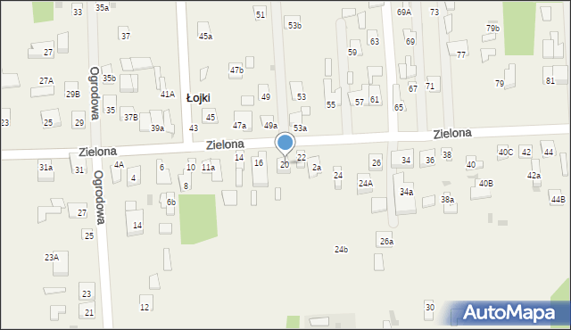 Łojki, Zielona, 20, mapa Łojki