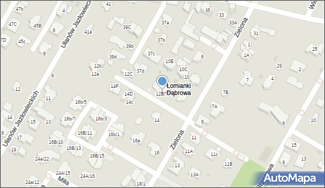 Łomianki, Zielona, 12B/1, mapa Łomianki