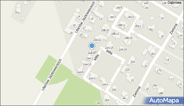 Łomianki, Zielona, 24a/12, mapa Łomianki