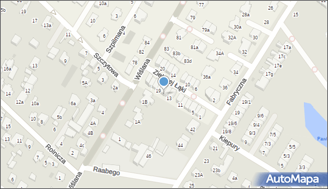 Łomianki Dolne, Zielonej Łąki, 17, mapa Łomianki Dolne