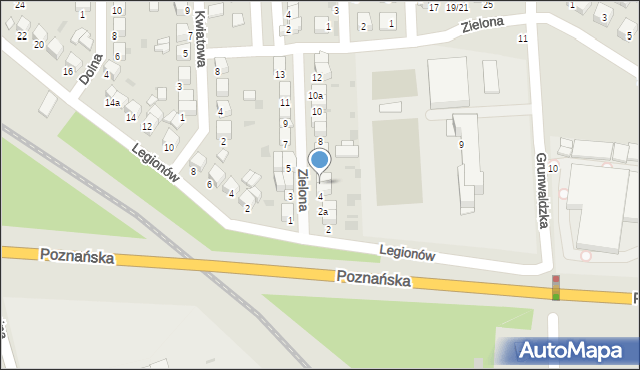 Łowicz, Zielona, 4a, mapa Łowicza