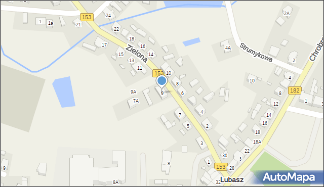 Lubasz, Zielona, 9, mapa Lubasz