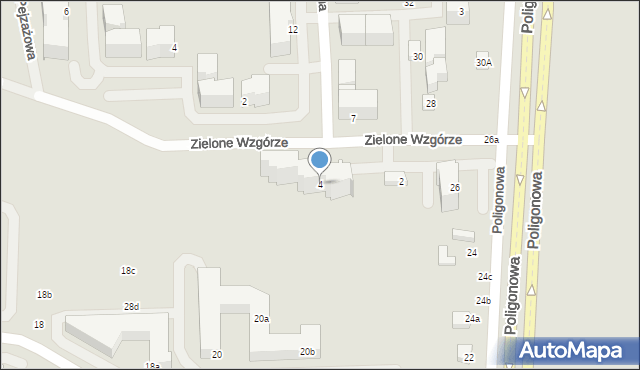 Lublin, Zielone Wzgórze, 4, mapa Lublina