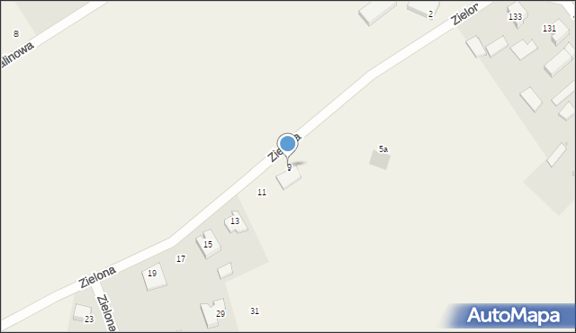 Małkowo, Zielona, 9, mapa Małkowo