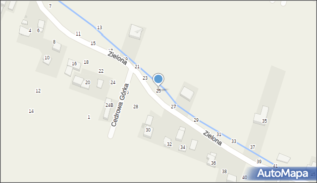 Masłomiąca, Zielona, 25, mapa Masłomiąca