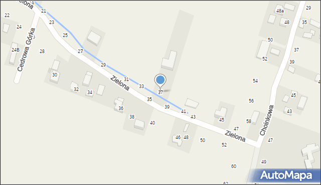 Masłomiąca, Zielona, 37, mapa Masłomiąca