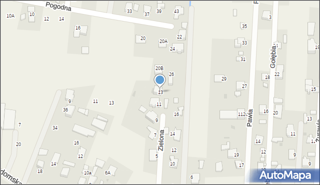 Milejowice, Zielona, 13, mapa Milejowice