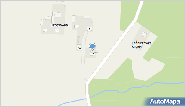 Mniów, Zielona, 1a, mapa Mniów