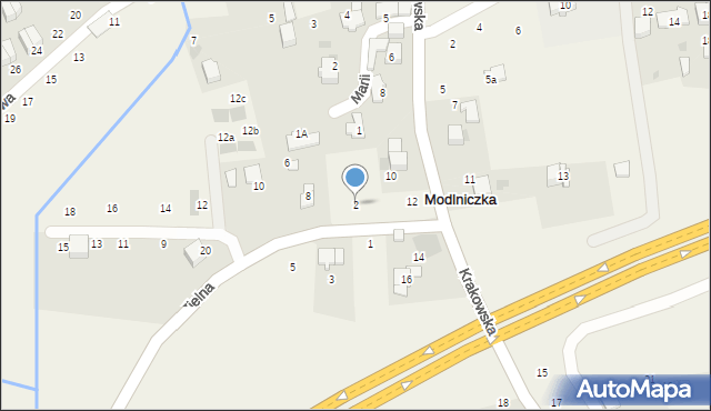 Modlniczka, Zielna, 2, mapa Modlniczka