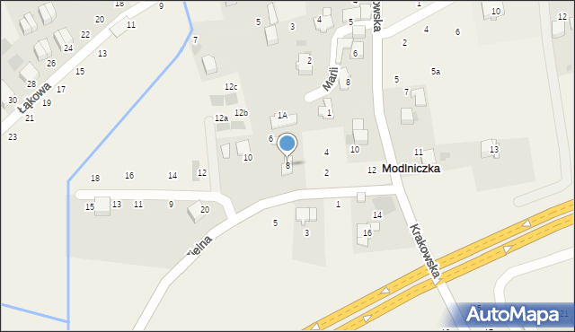 Modlniczka, Zielna, 8, mapa Modlniczka