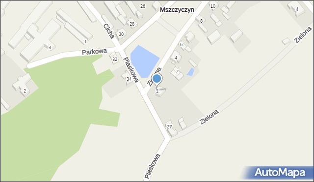 Mszczyczyn, Zielona, 1, mapa Mszczyczyn