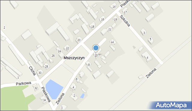 Mszczyczyn, Zielona, 10, mapa Mszczyczyn