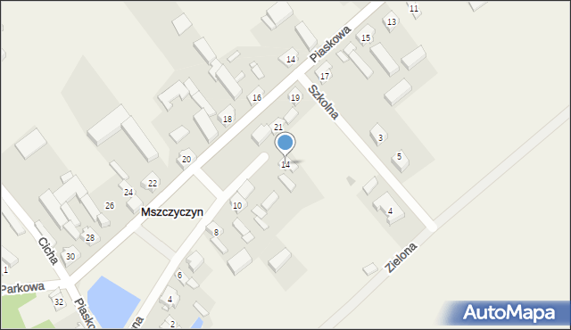 Mszczyczyn, Zielona, 14, mapa Mszczyczyn