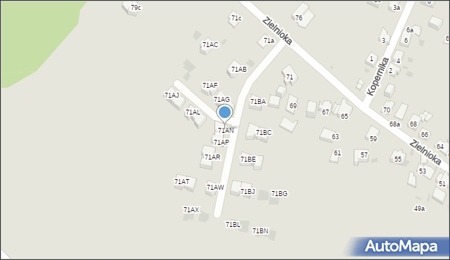 Mysłowice, Zielnioka Andrzeja, 71AN, mapa Mysłowice