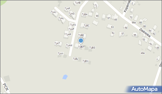 Mysłowice, Zielnioka Andrzeja, 71BJ, mapa Mysłowice