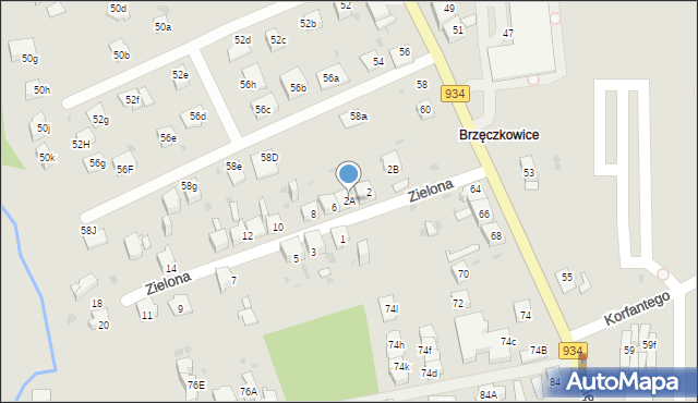 Mysłowice, Zielona, 2A, mapa Mysłowice