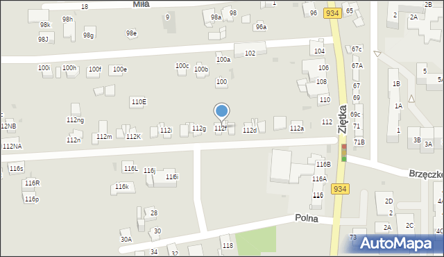 Mysłowice, Ziętka Jerzego, gen., 112f, mapa Mysłowice