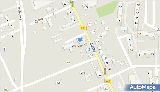 Mysłowice, Ziętka Jerzego, gen., 22a, mapa Mysłowice