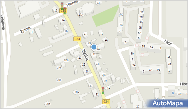 Mysłowice, Ziętka Jerzego, gen., 31, mapa Mysłowice