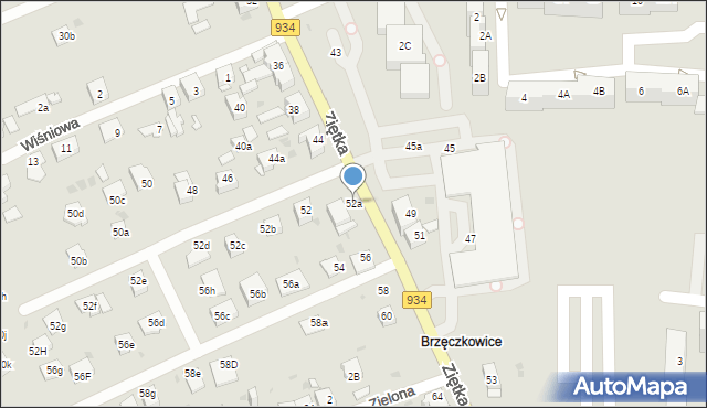 Mysłowice, Ziętka Jerzego, gen., 52a, mapa Mysłowice