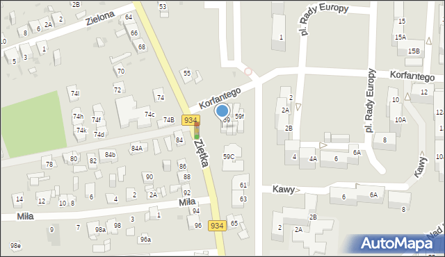Mysłowice, Ziętka Jerzego, gen., 59a, mapa Mysłowice