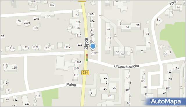 Mysłowice, Ziętka Jerzego, gen., 71B, mapa Mysłowice