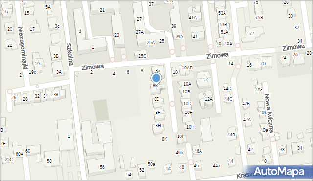 Nowa Iwiczna, Zimowa, 8C, mapa Nowa Iwiczna