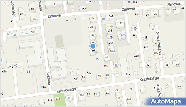 Nowa Iwiczna, Zimowa, 8I, mapa Nowa Iwiczna