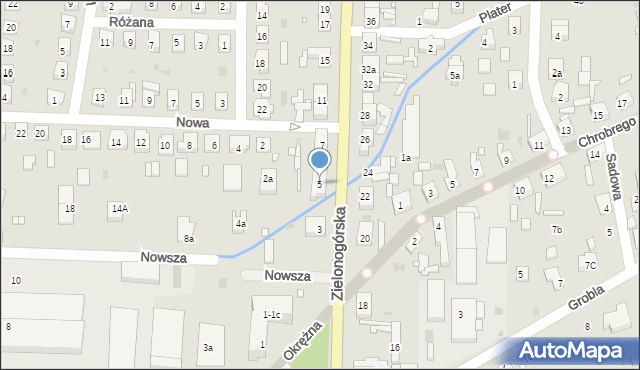 Nowa Sól, Zielonogórska, 5, mapa Nowa Sól