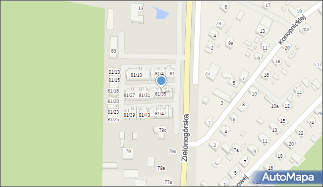 Nowa Sól, Zielonogórska, 81/35, mapa Nowa Sól