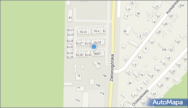 Nowa Sól, Zielonogórska, 81/45, mapa Nowa Sól