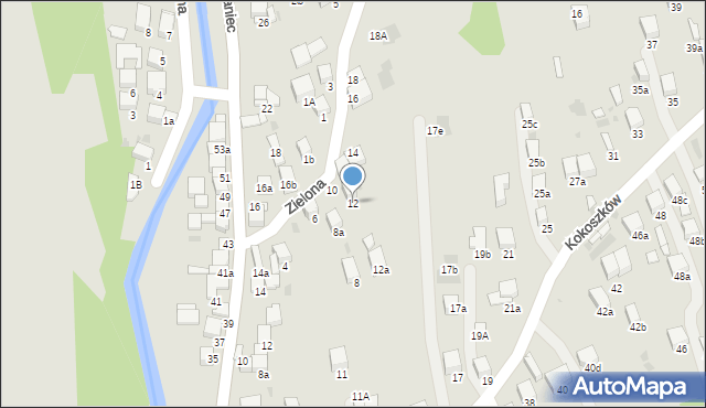 Nowy Targ, Zielona, 12, mapa Nowego Targu