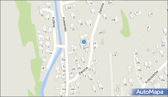 Nowy Targ, Zielona, 1A, mapa Nowego Targu