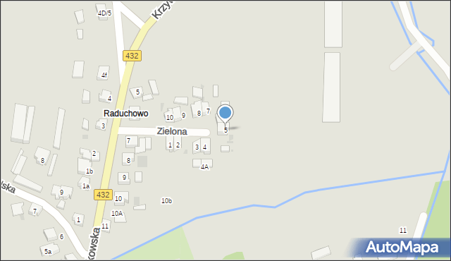 Osieczna, Zielona, 5, mapa Osieczna