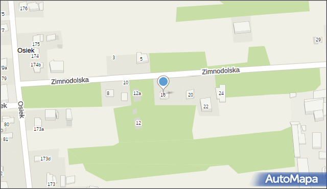 Osiek, Zimnodolska, 16, mapa Osiek