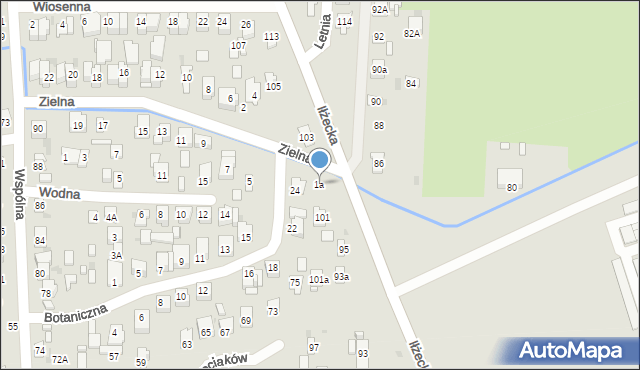 Ostrowiec Świętokrzyski, Zielna, 1a, mapa Ostrowiec Świętokrzyski