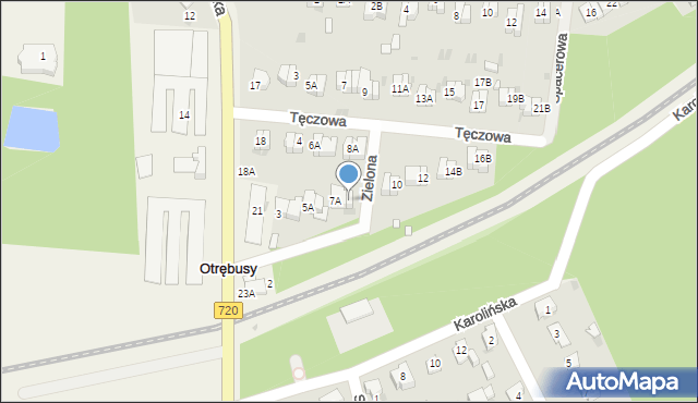 Otrębusy, Zielona, 7B, mapa Otrębusy